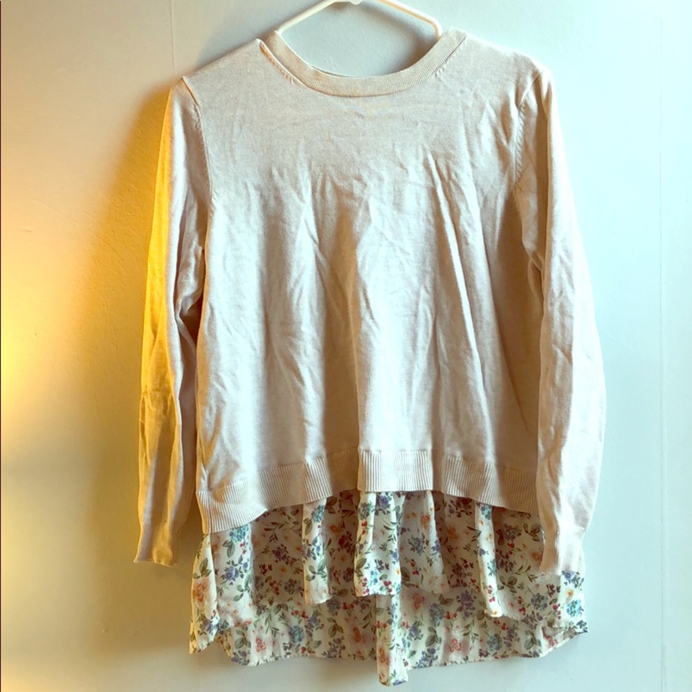 Sweater with floral shirt